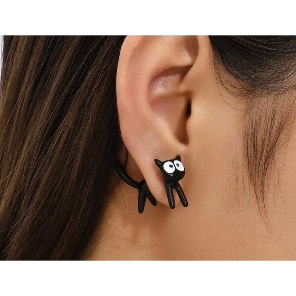 #47. Black Cat 3-D Earrings
